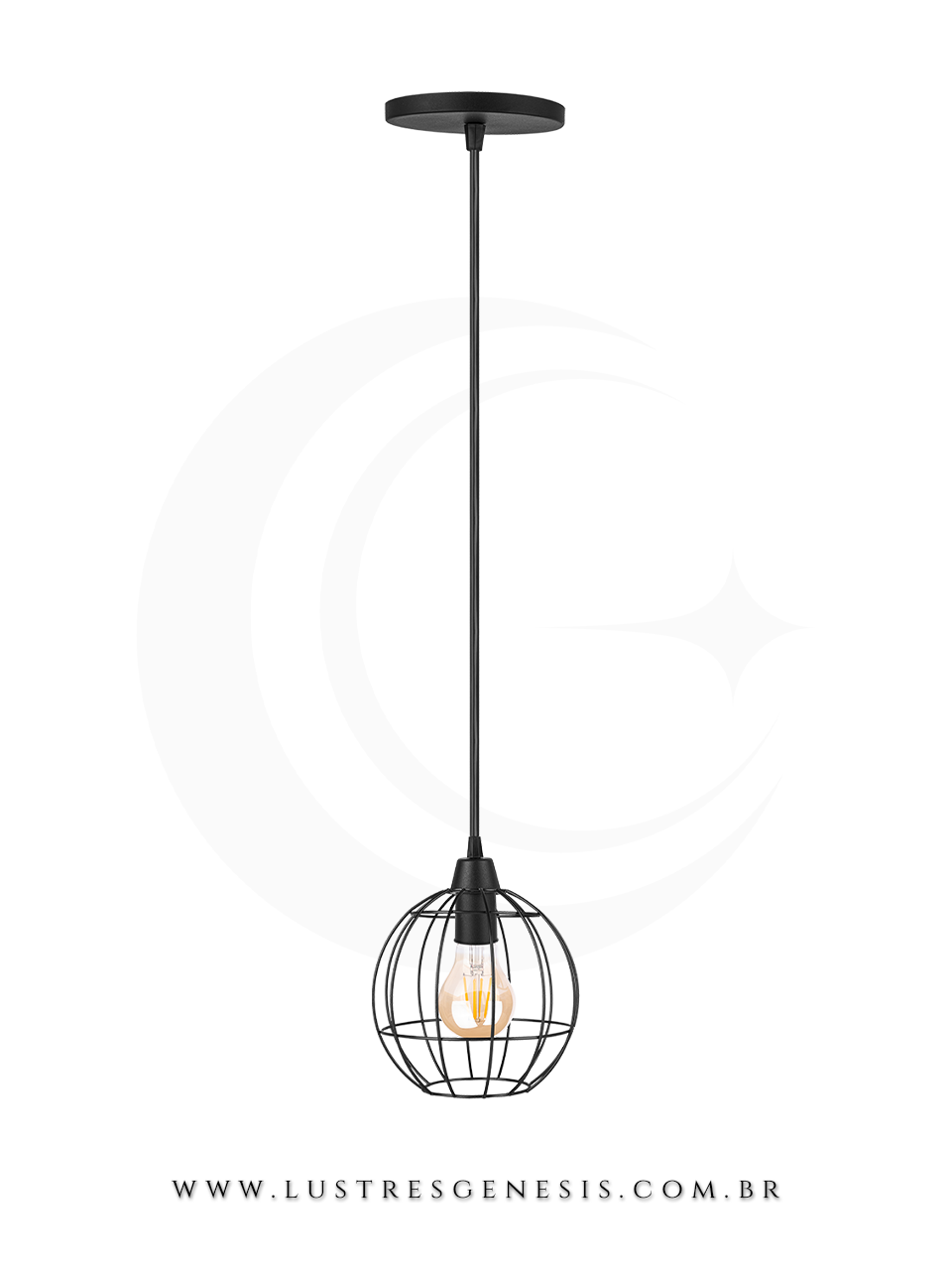 Pendente Industrial Metal Aramado Bola Preto Modelo Globo para Bancada Cozinha Área Gourmet Lavabo
